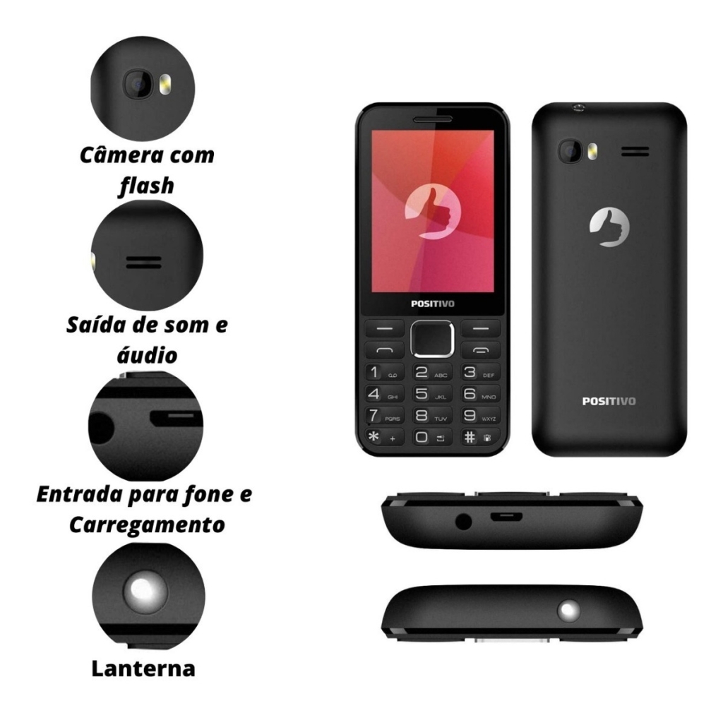 Celular Para Idoso Positivo P28 Dual Bluetooth Teclas Grande Cem