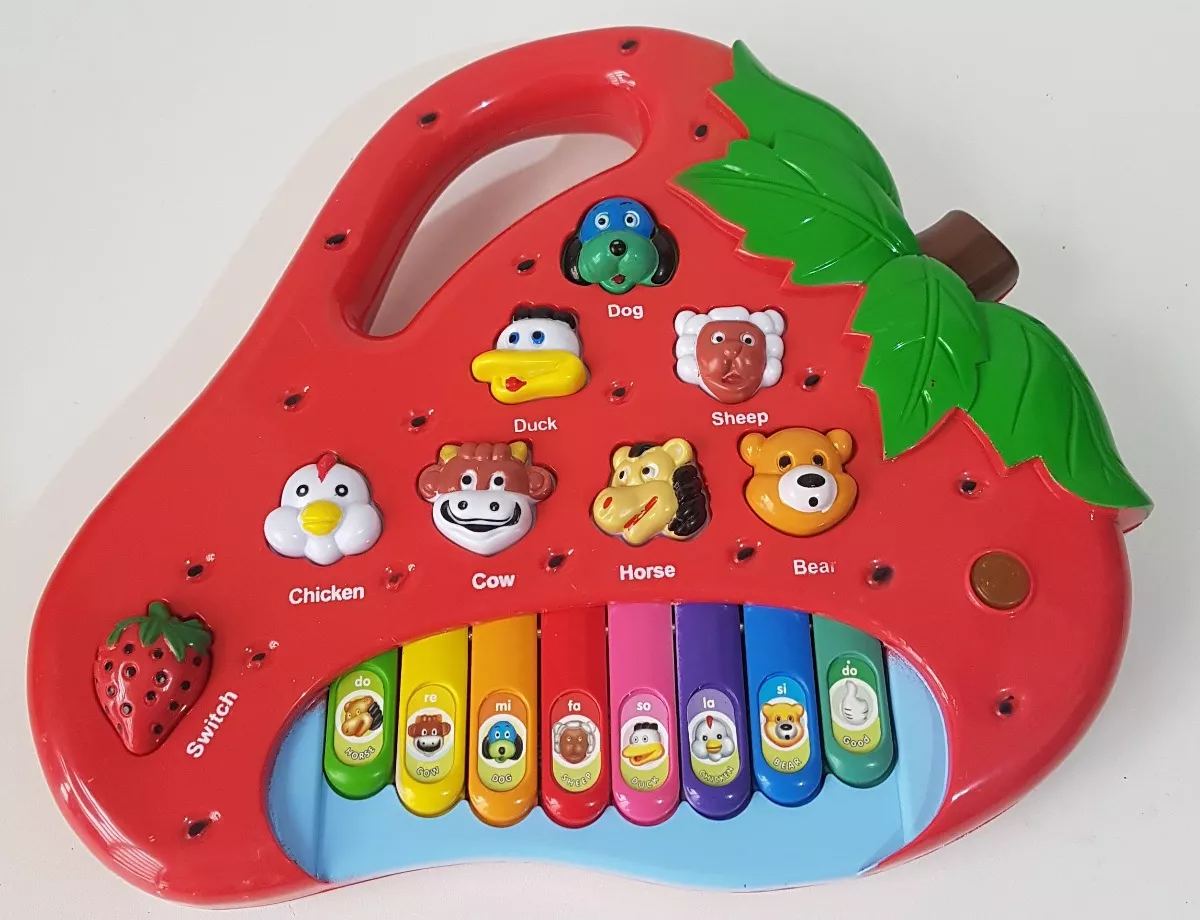 Brinquedo Piano Infantil Morango Com Som Animais Fazendinha em