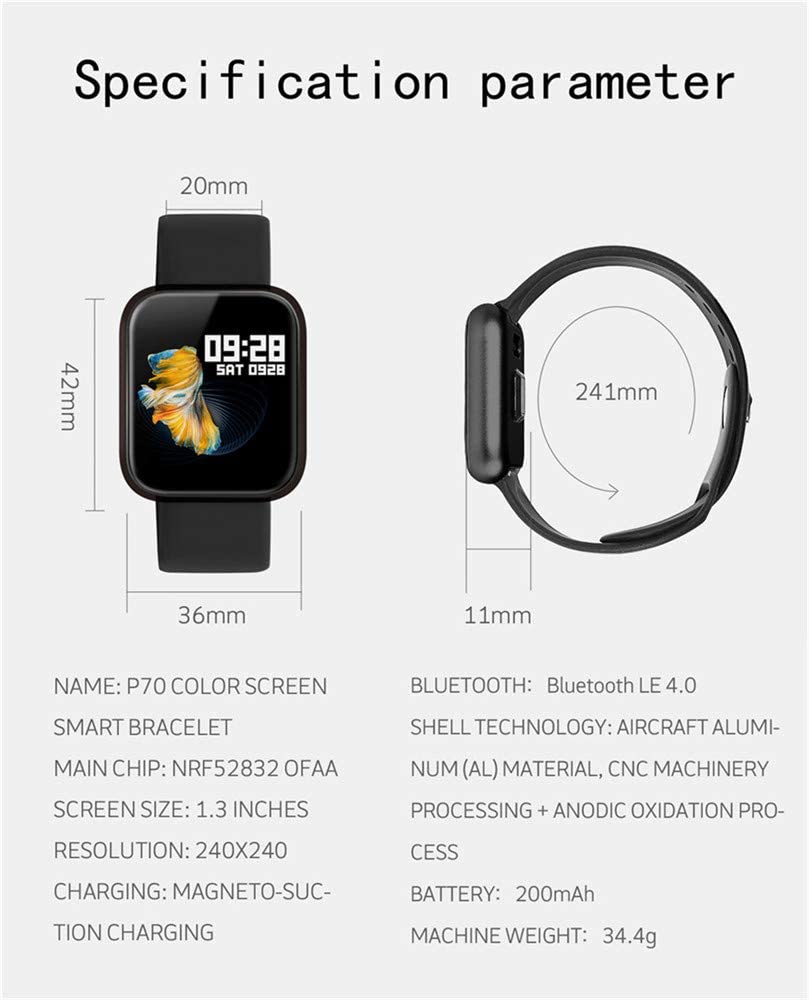 RELOGIO INTELIGENTE SMARTWATCH P70 PRETO APP ORIGINAL DAFIT