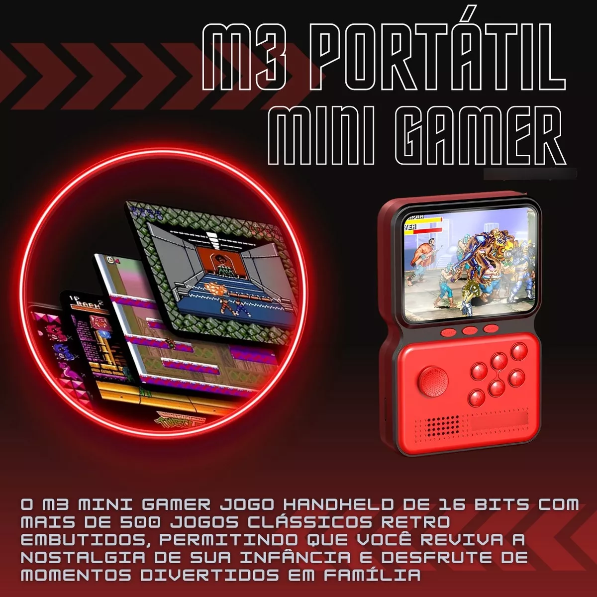 Mini Vídeo Game Boy Portátil 500 Jogos Retrô Clássicos Jogo para