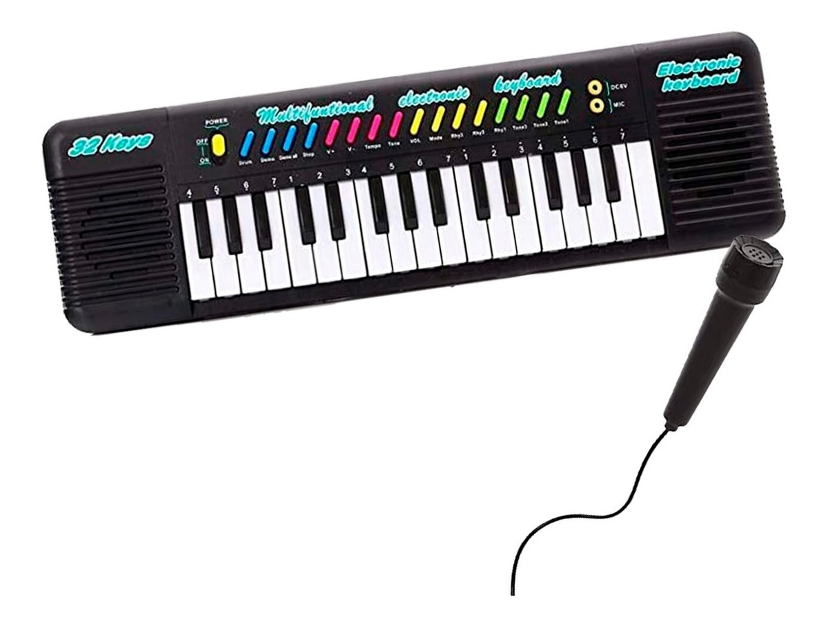 Teclado Infantil Eletrônico Musical para Criança com Microfone Preto -  Aladim Kids