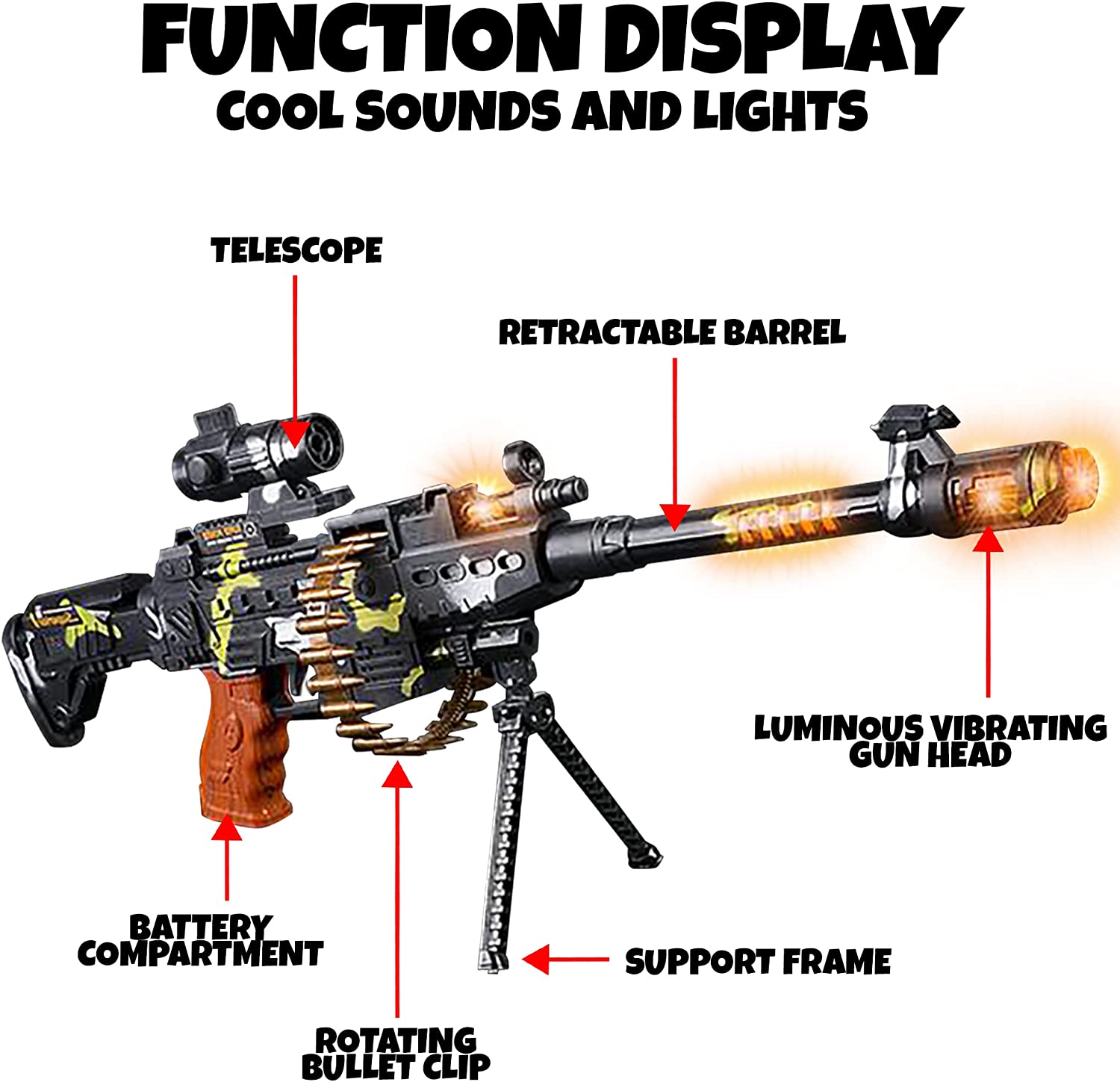 Metralhadora Fuzil M4 Com Som E Luz Brinquedo Arma Ak 47