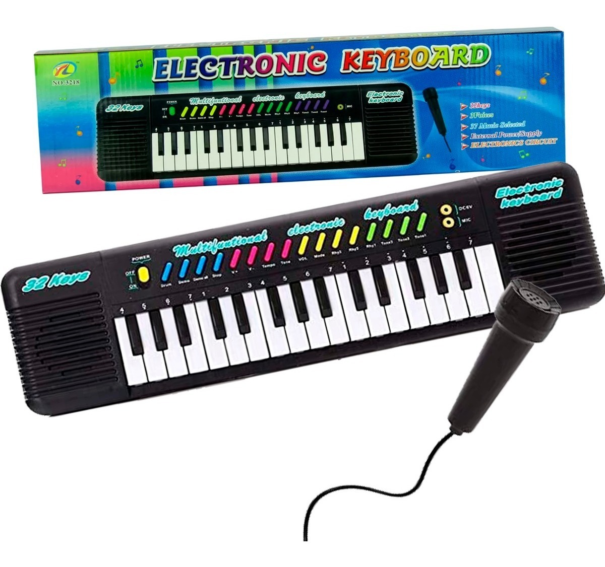 Brinquedo Teclado Infantil Com Microfone Musical 24 Musicas no