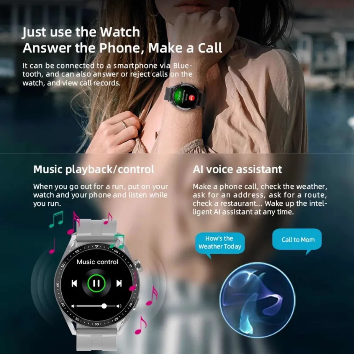 Smartwatch Moderno Para Homens E Mulheres, Relógio Inteligente Com